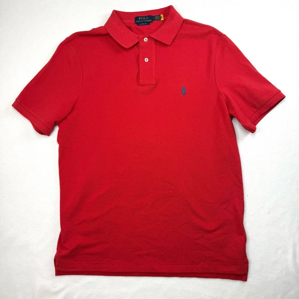 Polo Ralph Lauren Mens‎ Classic Fit Red Short Sleeve Cotton Polo Shirt Medium